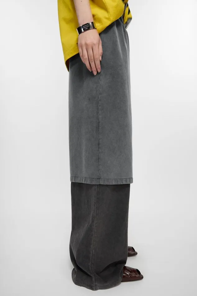 Acne Studios Layered Trousers Anthraciteblack Woman Trousers