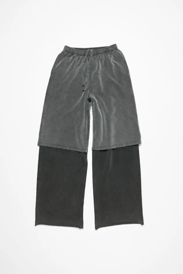 Acne Studios Layered Trousers Anthraciteblack Woman Trousers