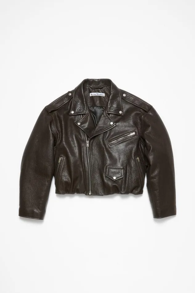 Acne Studios Leather Jacket Dark Brown Woman Outerwear