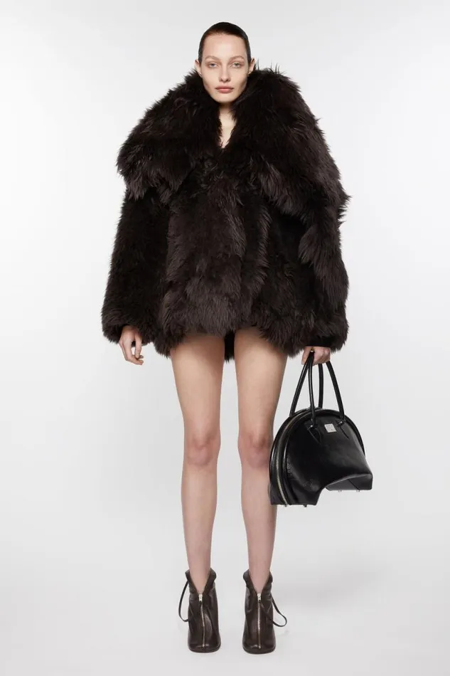 Acne Studios Leather Zip Heels Dark Brown Woman Shoes