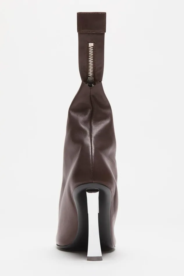 Acne Studios Leather Zip Heels Dark Brown Woman Shoes