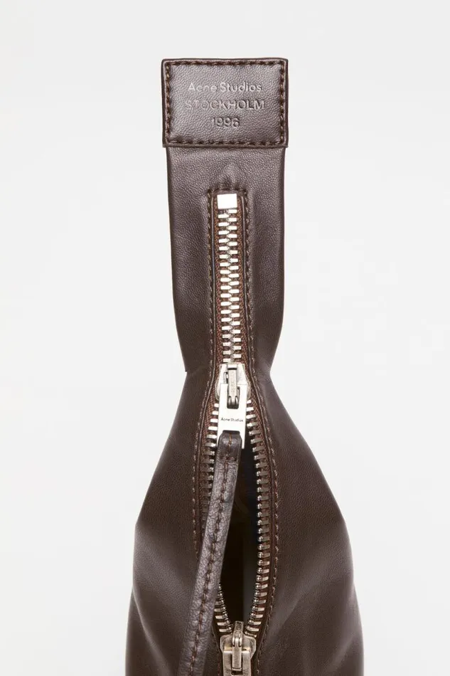 Acne Studios Leather Zip Heels Dark Brown Woman Shoes