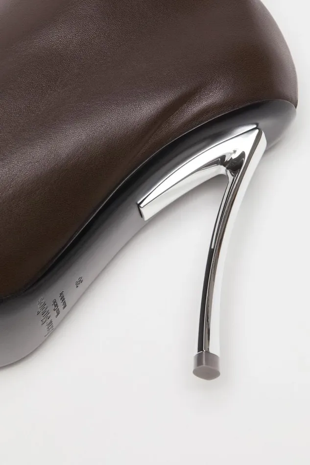 Acne Studios Leather Zip Heels Dark Brown Woman Shoes