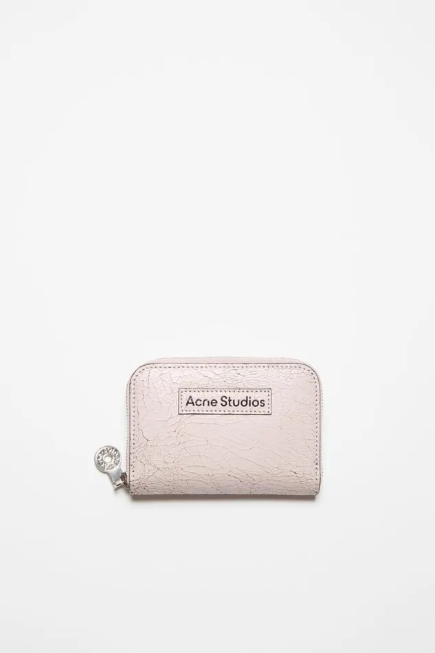 Acne Studios Leather Zip Wallet Pastel Pink Woman Small Leather Goods