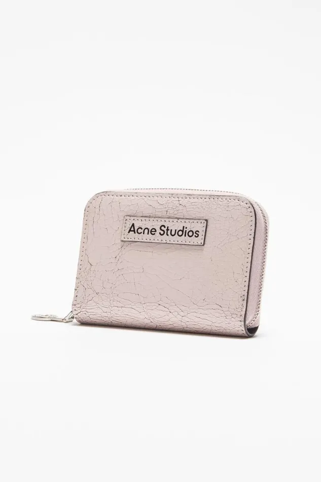 Acne Studios Leather Zip Wallet Pastel Pink Woman Small Leather Goods