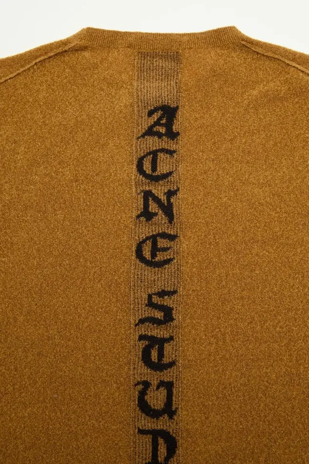 Acne Studios Logo Fine Sweater Camel Brown Man Knitwear