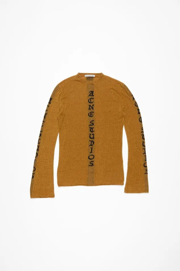 Acne Studios Logo Fine Sweater Camel Brown Man Knitwear
