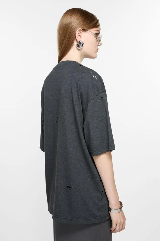 Acne Studios Logo Tshirt 8211 Relaxed Fit Black Melange Woman Tshirts
