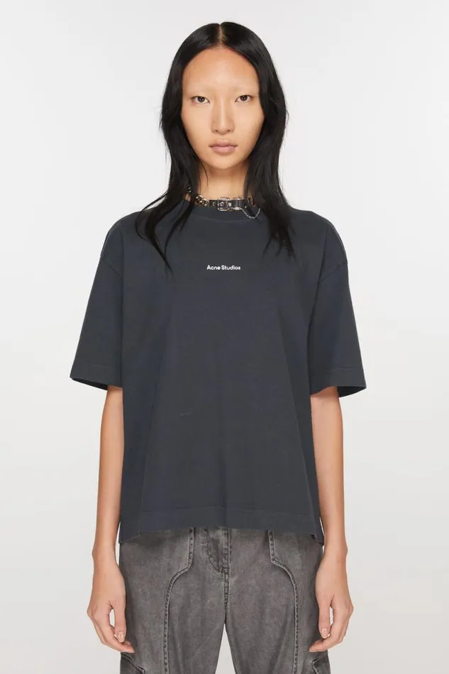 Acne Studios Logo Tshirt Black Woman Tshirts