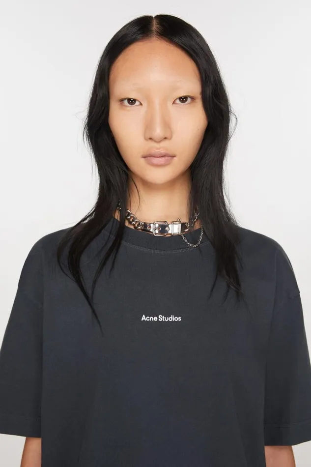 Acne Studios Logo Tshirt Black Woman Tshirts