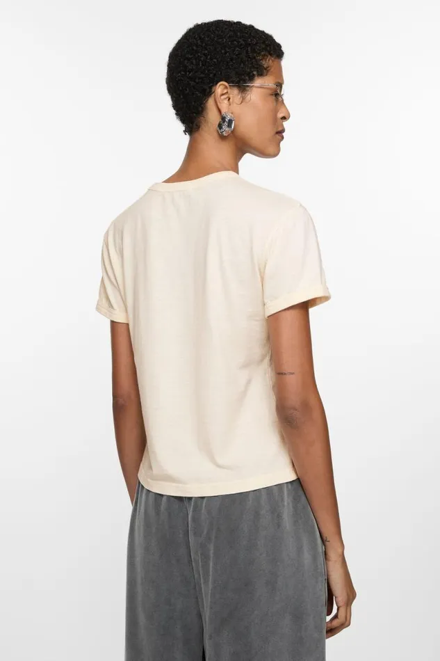 Acne Studios Logo Tshirt Pearl Grey Woman Tshirts
