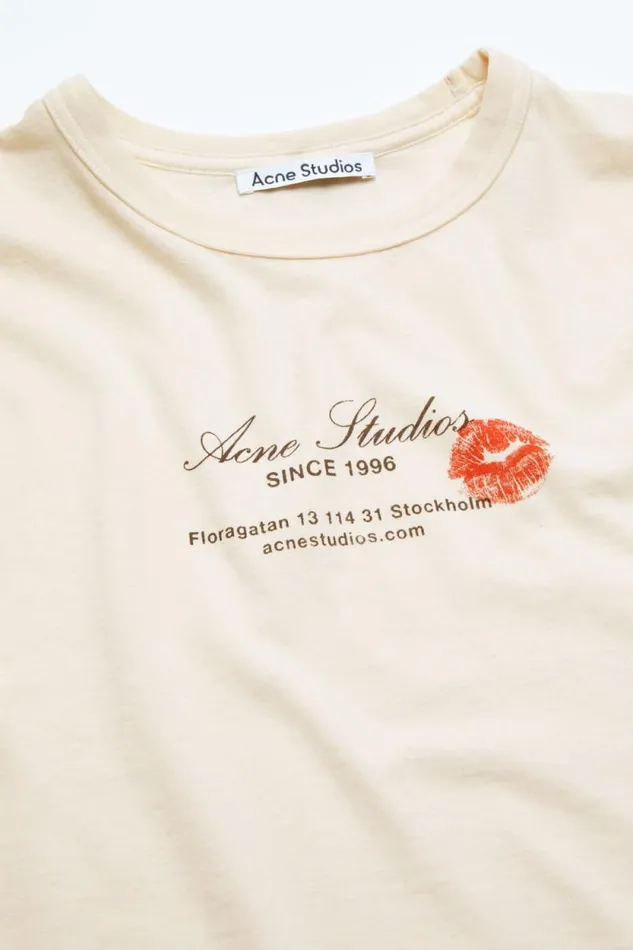 Acne Studios Logo Tshirt Pearl Grey Woman Tshirts
