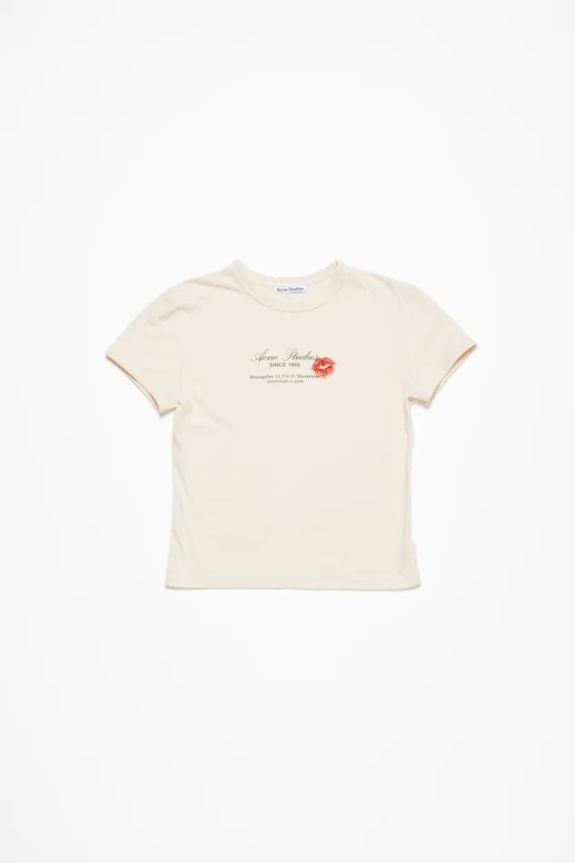 Acne Studios Logo Tshirt Pearl Grey Woman Tshirts