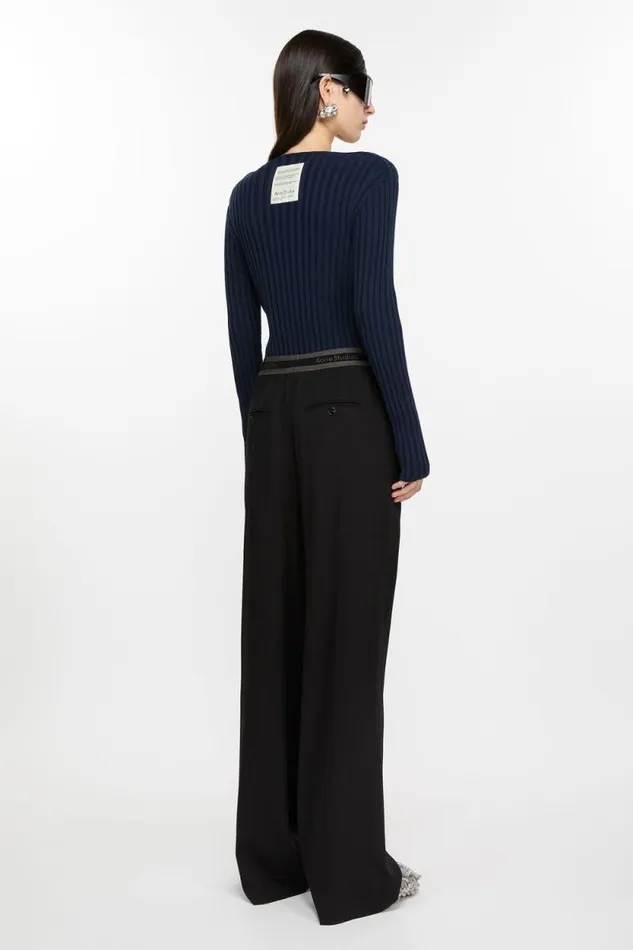 Acne Studios Logo Tape Trousers Black Woman Trousers