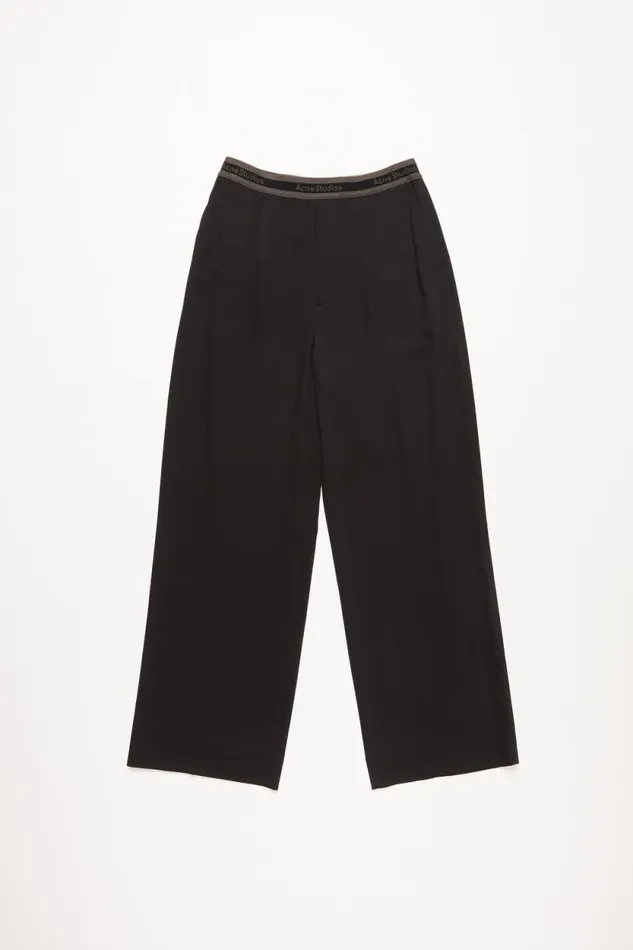 Acne Studios Logo Tape Trousers Black Woman Trousers