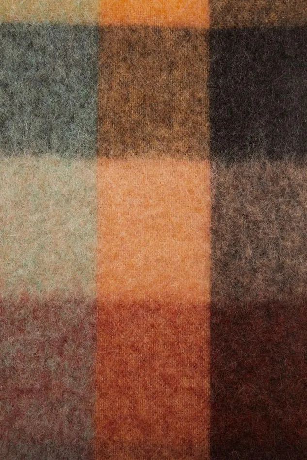 Acne Studios Mohair Checked Scarf Chestnut Brownyellowgreen Woman Scarves