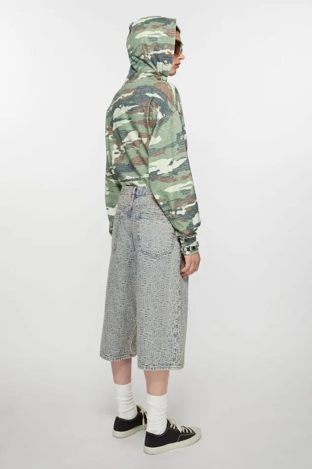 Acne Studios Monogram Denim Shorts 8211 Loose Fit Bluebeige Man Shorts