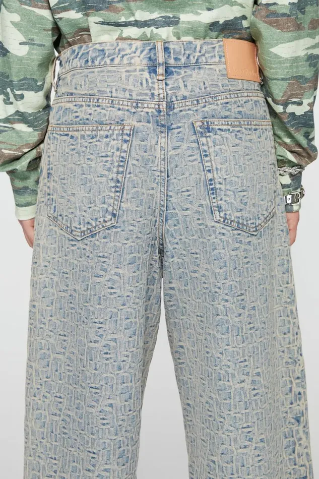 Acne Studios Monogram Denim Shorts 8211 Loose Fit Bluebeige Man Shorts