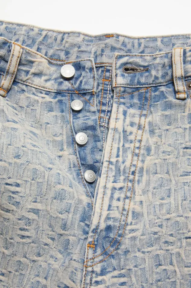 Acne Studios Monogram Denim Shorts 8211 Loose Fit Bluebeige Man Shorts