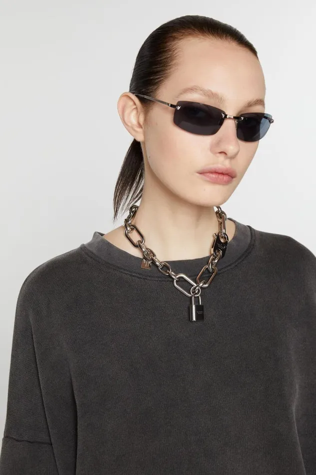 Acne Studios Padlock Chain Necklace Silver Woman Jewellery