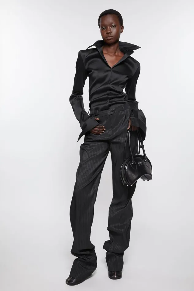 Acne Studios Pinstripe Tailored Trousers Black Woman Trousers