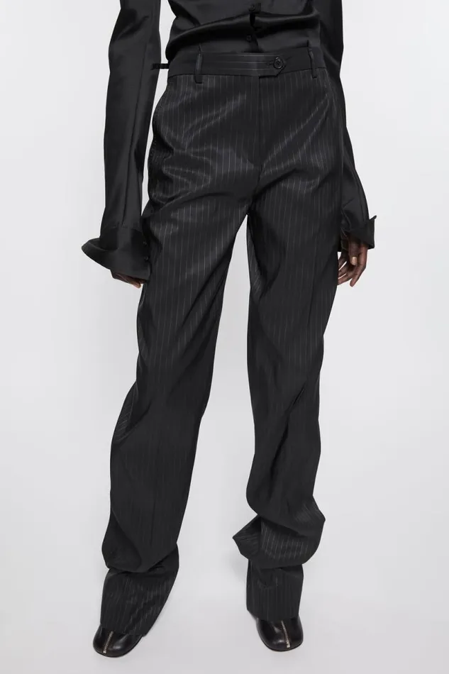 Acne Studios Pinstripe Tailored Trousers Black Woman Trousers