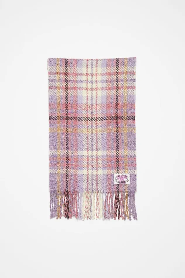 Acne Studios Plaid Fringe Scarf Violet Purple Man Scarves