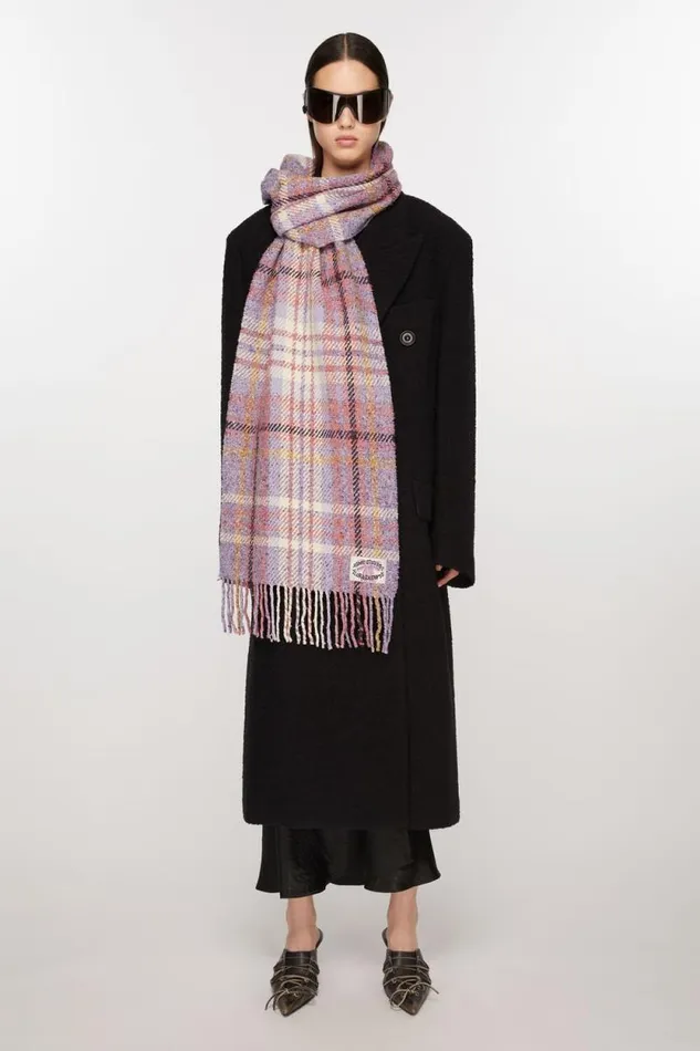 Acne Studios Plaid Fringe Scarf Violet Purple Man Scarves