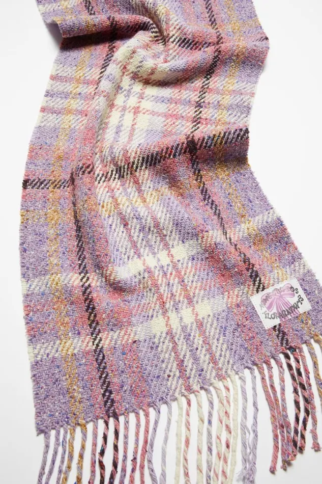 Acne Studios Plaid Fringe Scarf Violet Purple Man Scarves