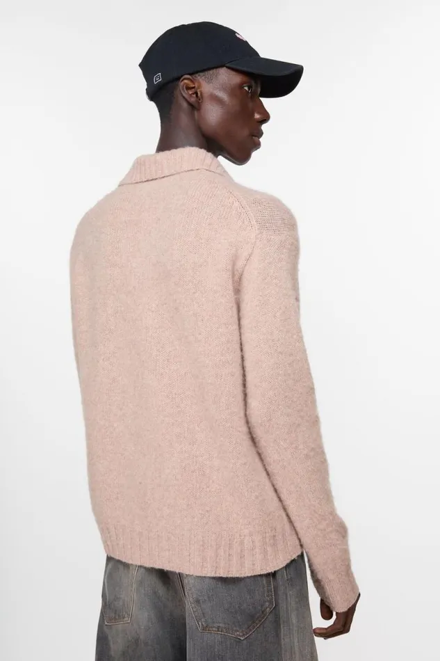 Acne Studios Polo Wool Cardigan Pink Melange Man Knitwear