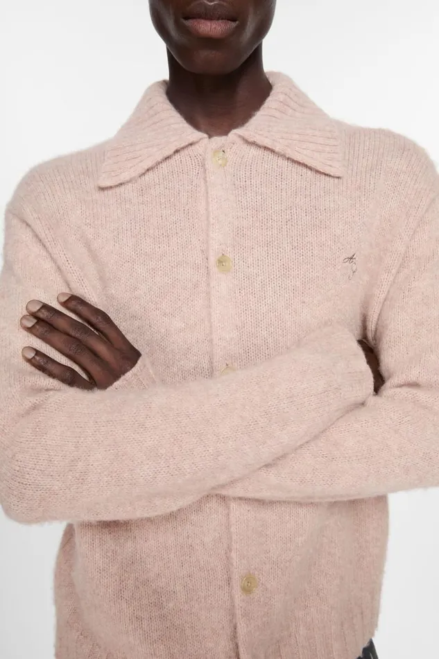 Acne Studios Polo Wool Cardigan Pink Melange Man Knitwear