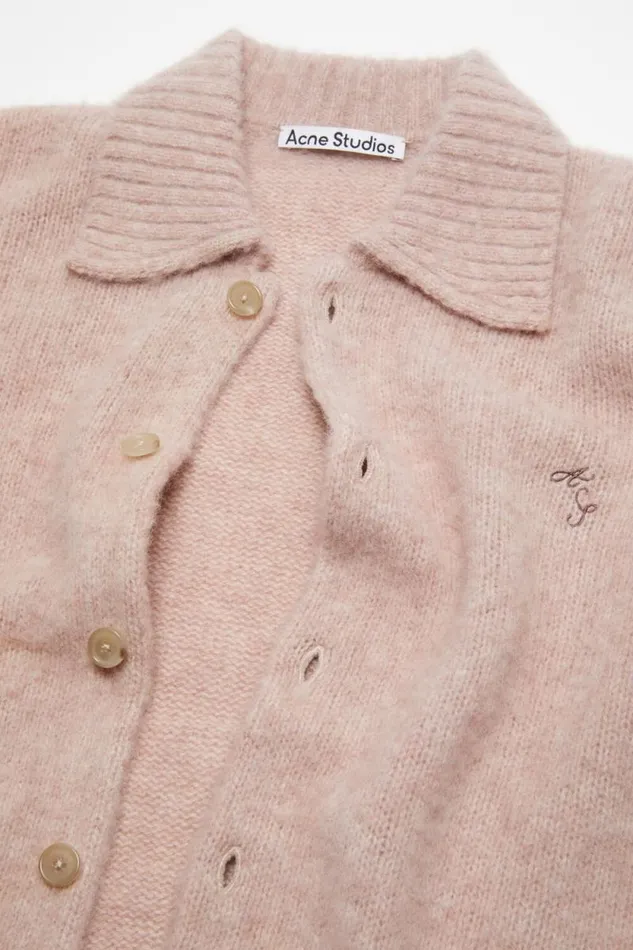 Acne Studios Polo Wool Cardigan Pink Melange Man Knitwear