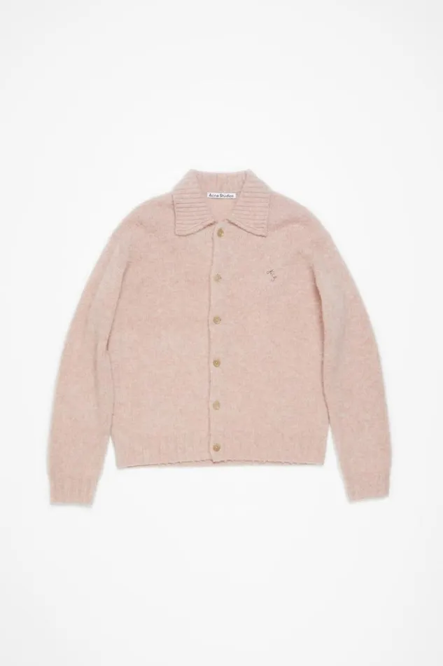 Acne Studios Polo Wool Cardigan Pink Melange Man Knitwear