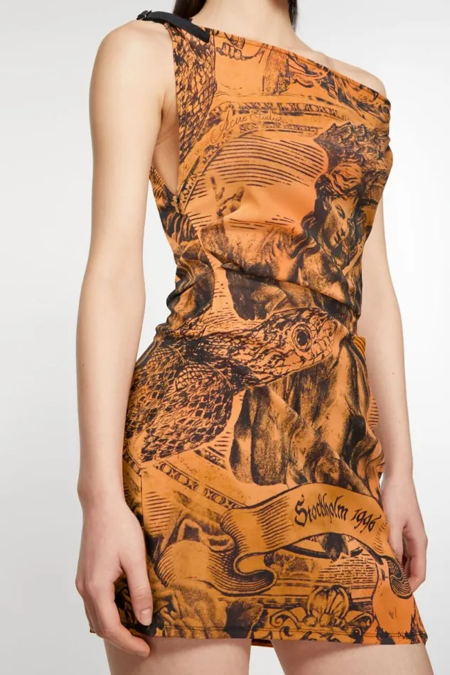 Acne Studios Printed Dress Orange Woman Dresses
