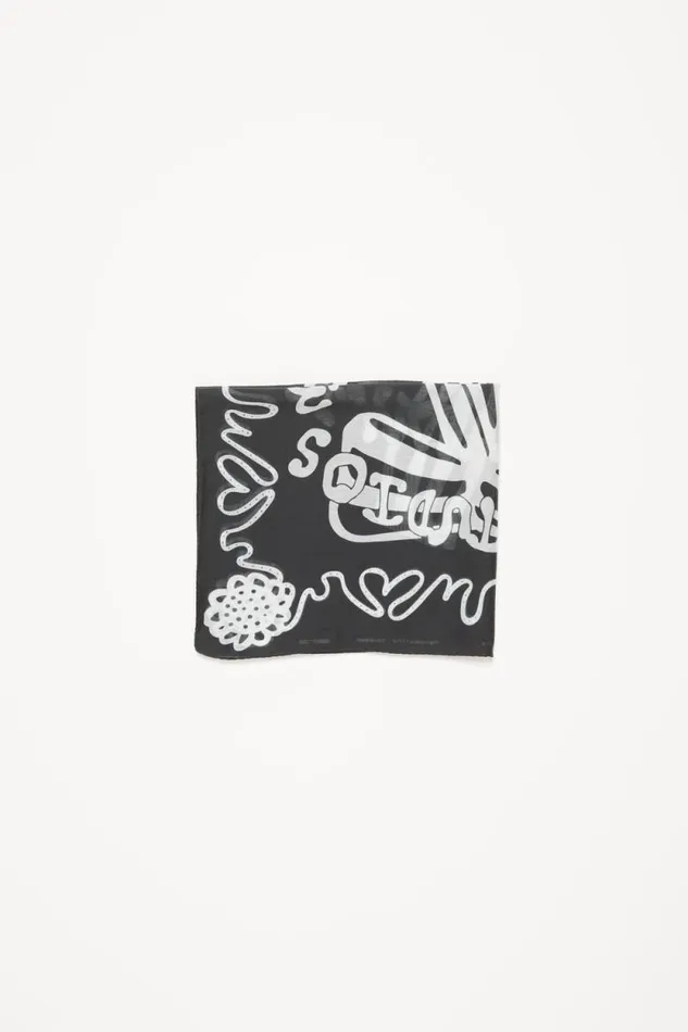 Acne Studios Printed Square Scarf Blackwhite Man Scarves