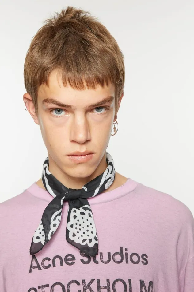 Acne Studios Printed Square Scarf Blackwhite Man Scarves
