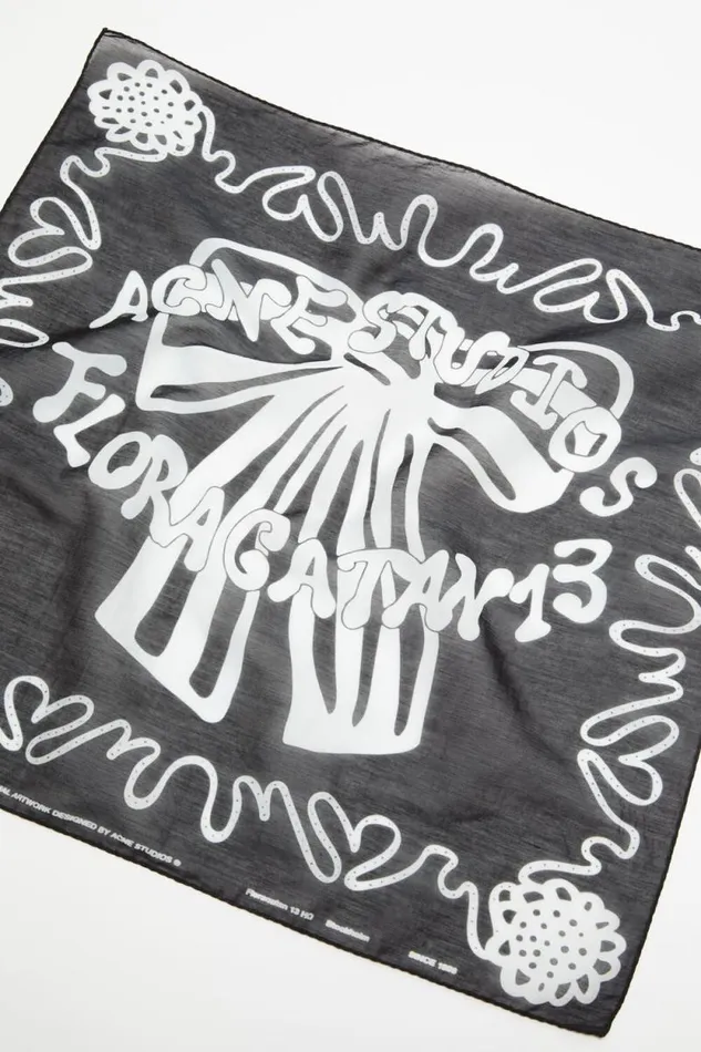 Acne Studios Printed Square Scarf Blackwhite Man Scarves