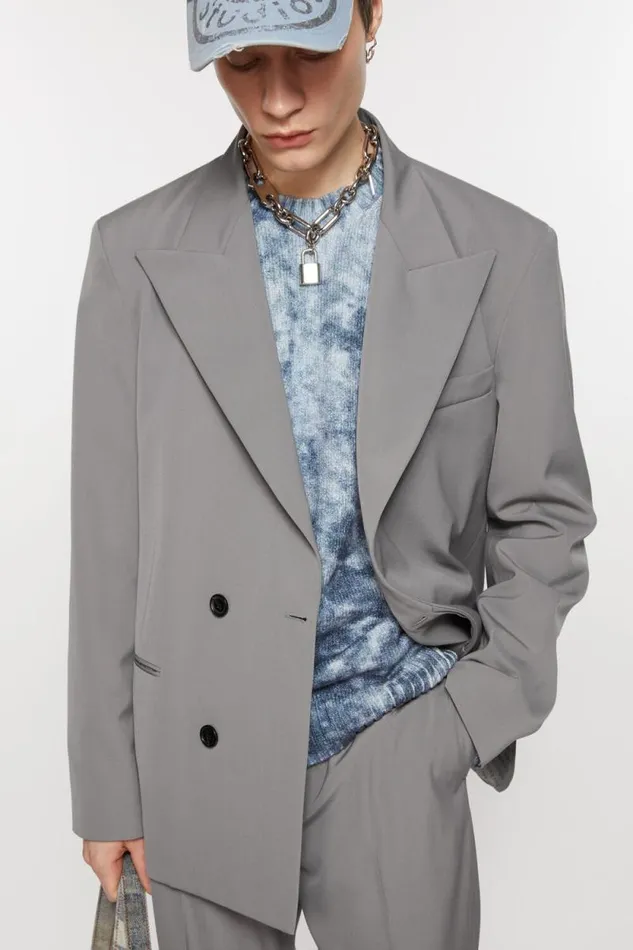 Acne Studios Regular Fit Suit Jacket Cold Grey Man Suit Jackets