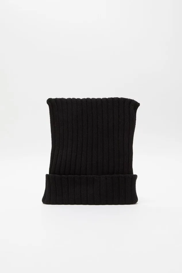 Acne Studios Ribbed Square Beanie Black Man Hats