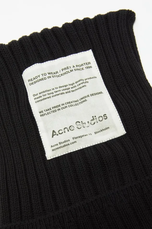 Acne Studios Ribbed Square Beanie Black Man Hats
