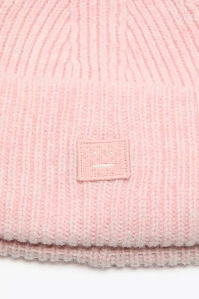 Acne Studios Small Face Logo Beanie Faded Pink Melange Man Hats