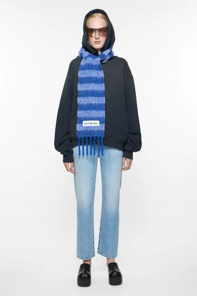 Acne Studios Stripe Alpaca Scarf 8211 Narrow Blueaqua Man Scarves
