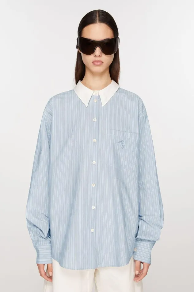 Acne Studios Stripe Buttonup Shirt Bluewhite Woman Shirts and Blouses