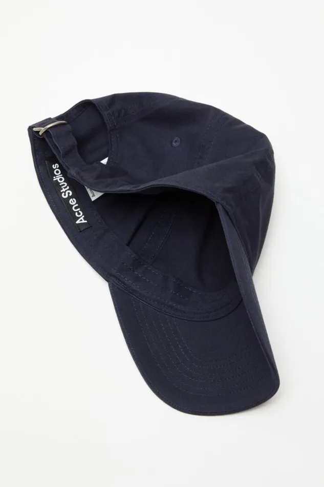 Acne Studios Stud Face Logo Cap Navy Blue Woman Hats