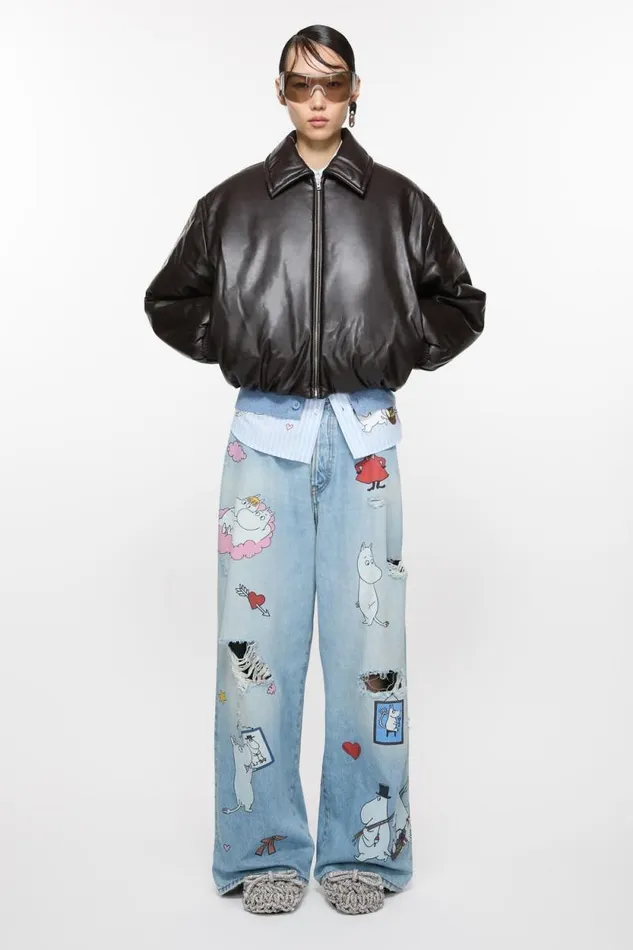 Acne Studios Super Baggy Fit Jeans 8211 2023 Acne Studios X Moomin Light Blue Woman Jeans