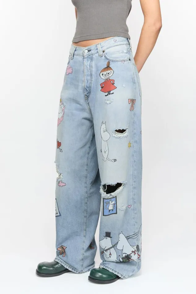 Acne Studios Super Baggy Fit Jeans 8211 2023 Acne Studios X Moomin Light Blue Woman Jeans