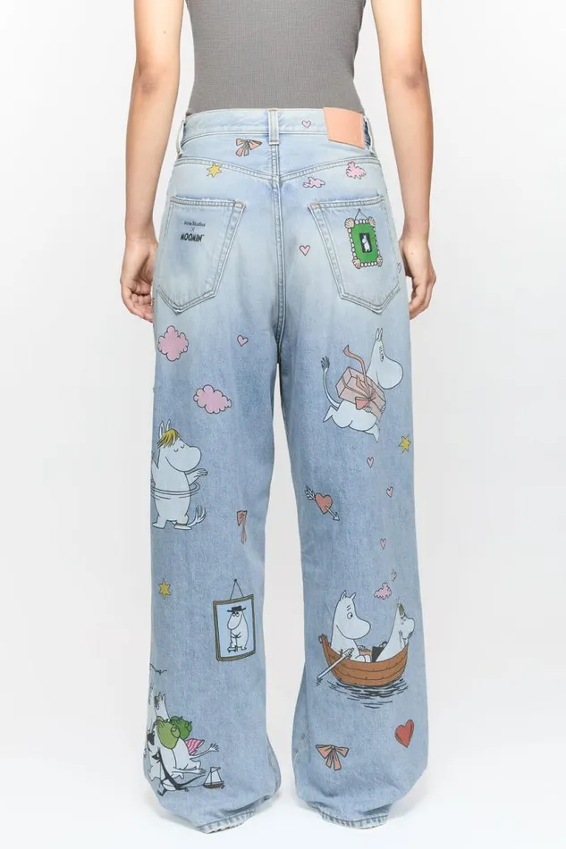 Acne Studios Super Baggy Fit Jeans 8211 2023 Acne Studios X Moomin Light Blue Woman Jeans