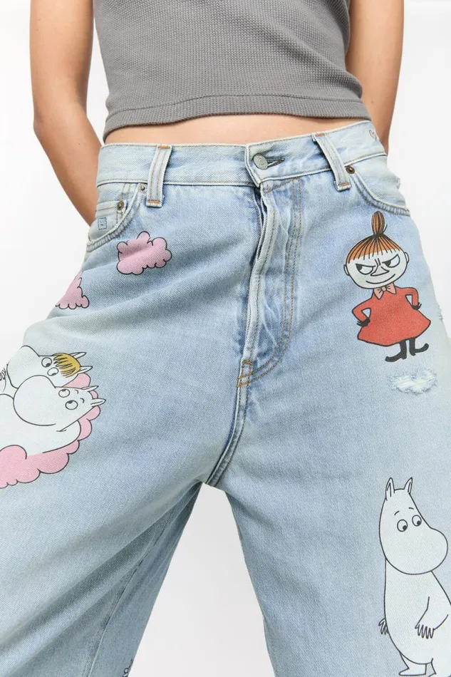 Acne Studios Super Baggy Fit Jeans 8211 2023 Acne Studios X Moomin Light Blue Woman Jeans