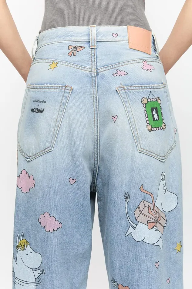 Acne Studios Super Baggy Fit Jeans 8211 2023 Acne Studios X Moomin Light Blue Woman Jeans