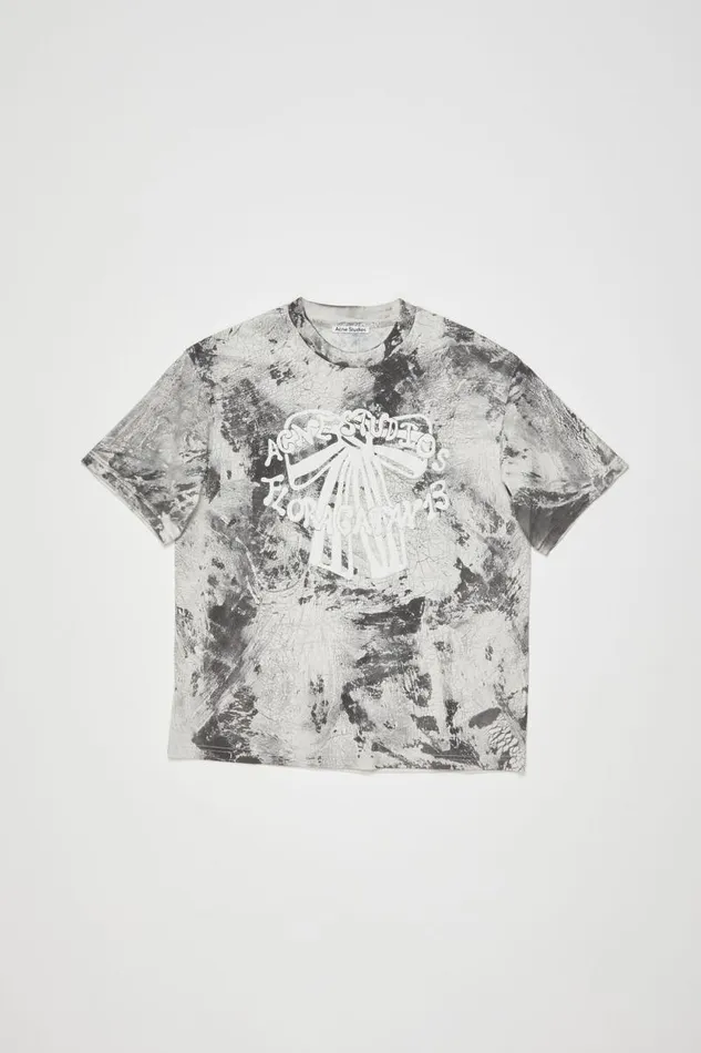Acne Studios Tshirt Plaster Print Faded Black Man Tshirts